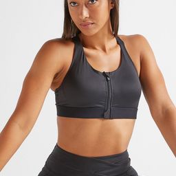 Domyos by Decathlon Women Black Large Cup High Support Front Zip Padded Sports Bra-23