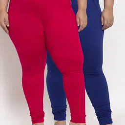 TAG 7 PLUS Women Pack Of 2 Solid Plus Size Ankle-Length Leggings-image-89