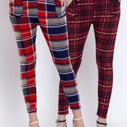 KLOTTHE Women Pack Of 2 Checked Skinny-Fit Treggings-picture-18