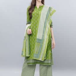 Vishudh Off-White & Green Printed Dupatta-picture-20
