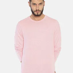 Steenbok Men Pink Solid Round Neck T-shirt-image-115