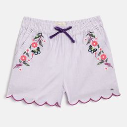 Cherry Crumble Girls Purple & White Striped Regular Fit Shorts-image-8