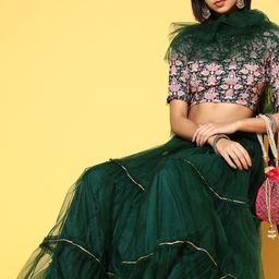 Inddus Gorgeous Green Unstitched Lehenga Choli with Dupatta-picture-30