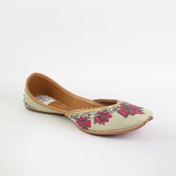VARELI BAFNA DESIGNS Women Green Embellished Fabric Mojaris-image-4