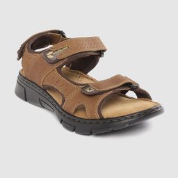 Woodland Men Brown Nubuck Solid Comfort Sandals-image-47
