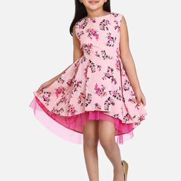 StyleStone Girls Pink Floral Printed Fit and Flare Dress-picture-46