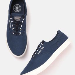 Woodland Men Navy Blue Solid Canvas Sneakers-image-16