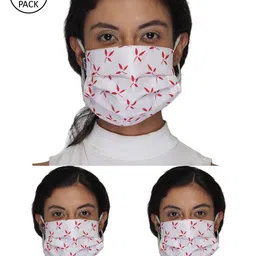 Anekaant Women Pack Of 3 Floral 3-Ply Reusable Cloth Masks-image-31