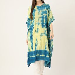 Maaesa Dyed Flared Sleeves Crepe Kaftan Kurta-picture-21