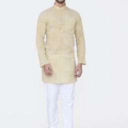 Wintage Men Beige & White Printed Kurta with Pyjamas-image-50