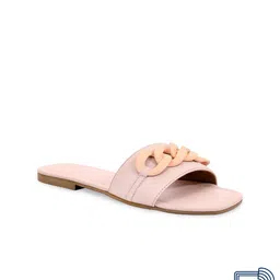 Eske Women Rose Pink Embellished Open Toe Flats-image-7