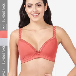 shyaway Pink & Grey Bra Lightly Padded Pack Of 2-image-92