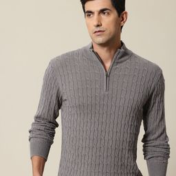 Mr Bowerbird Mock Collar Cable Knit Pullover Sweater-image-40