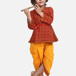 BownBee Boys Red & Yellow Printed Kurta with Dhoti Pants-picture-21