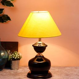 Devansh Yellow & Black Traditional Bedside Standard Table Lamp with Shade-36