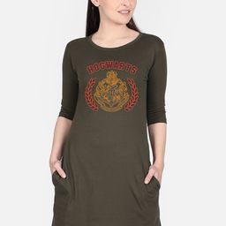 Free Authority Olive Green Harry Potter Printed T-shirt Dress-image-109