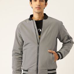 Leather Retail Men Grey Bomber Jacket-17