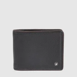 Louis Philippe Men Black Textured Leather Two Fold Wallet-image-15