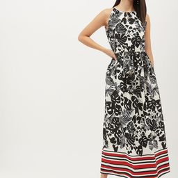 Harpa Women White & Black Floral Printed A-Line Dress-image-93