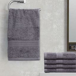 BOMBAY DYEING Unisex Set Of 5 Grey Solid Tulip 450 GSM Hand Towels-26