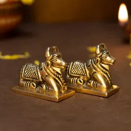 Ekhasa Gold-Toned 2 Pieces Nandi Cow Idol Showpiece-21