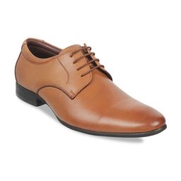 Metro Men Tan Brown Solid Leather Formal Derbys-image-59