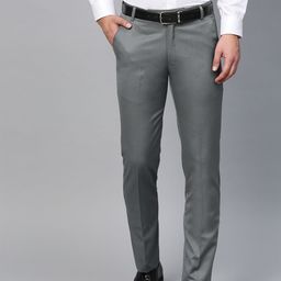 MANQ Men Grey Smart Slim Fit Solid Formal Trousers-image-83