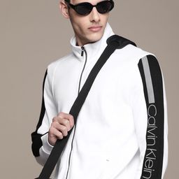Calvin Klein Jeans Men White Mock-Collar Colourblocked Sweatshirt-picture-35