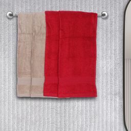 BIANCA Red & Beige Set of 4 Solid 500 GSM Cotton Hand Towels-image-64