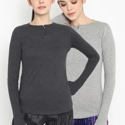 appulse Women Multicoloured Solid Henley Neck T-shirt-image-29