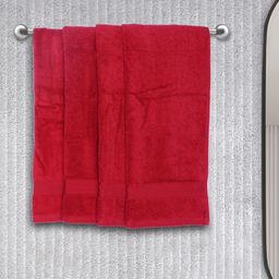 BIANCA Red Set of 4 Solid 500 GSM Cotton Hand Towels-image-18