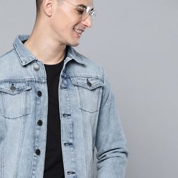 Mast & Harbour Men Blue Pure Cotton Denim Jacket-image-31