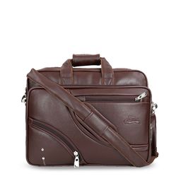 Leather World Unisex Brown Solid Laptop Bag-18