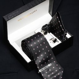 MUTAQINOTI Men Geometric Print Silk Blend Necktie Accessory Gift Set-image-86