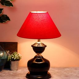 Devansh Red & Black Traditional Table Lamp with Shade-45