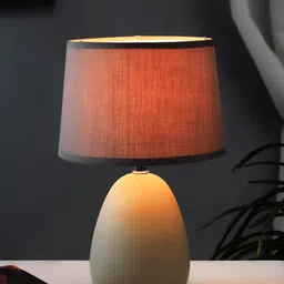 Archies Cream-Coloured Solid Frustum Bedside Standard Lamp-image-6