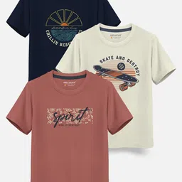 HELLCAT Boys Pack Of 3 Printed Cotton T-shirt-46