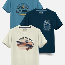 HELLCAT Boys Pack Of 3 Printed Cotton T-shirt-27