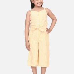 StyleStone Girls Yellow & White Striped Basic Jumpsuit-image-9
