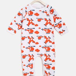 berrytree Kids Orange & White Printed Organic Cotton Sustainable Rompers-image-93