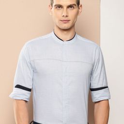 INVICTUS Pure Cotton Self Design Textured Slim Fit Opaque Formal Shirt-image-60