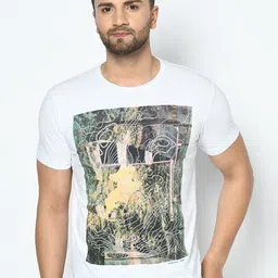 Duke Men White Printed Round Neck T-shirt-16