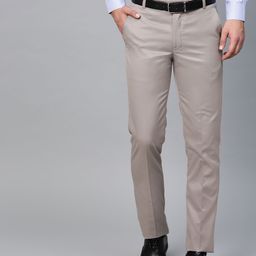 MANQ Men Grey Smart Slim Fit Solid Formal Trousers-image-74