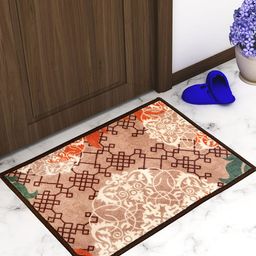 Athom Trendz Set Of 2 Beige & Maroon Printed Premium Anti-Skid Doormats-33