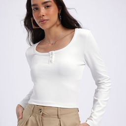 glitchez Serenity Meets Style Scoop Neck Crop Fitted Top-image-92