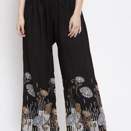 Clora Creation Women Black Printed Wide Leg Palazzos-23