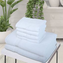 BIANCA Set Of 6 White Solid 500 GSM Cotton Towels Set-image-70