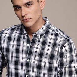 The Roadster Life Co. Checked Button-Down Collar Pure Cotton Casual Shirt-image-57