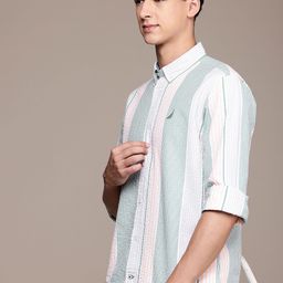 Nautica Pure Cotton Classic Fit Opaque Striped Casual Shirt-image-27