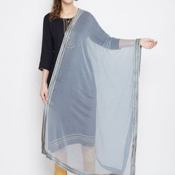 Clora Creation Grey Solid Dupatta-16
